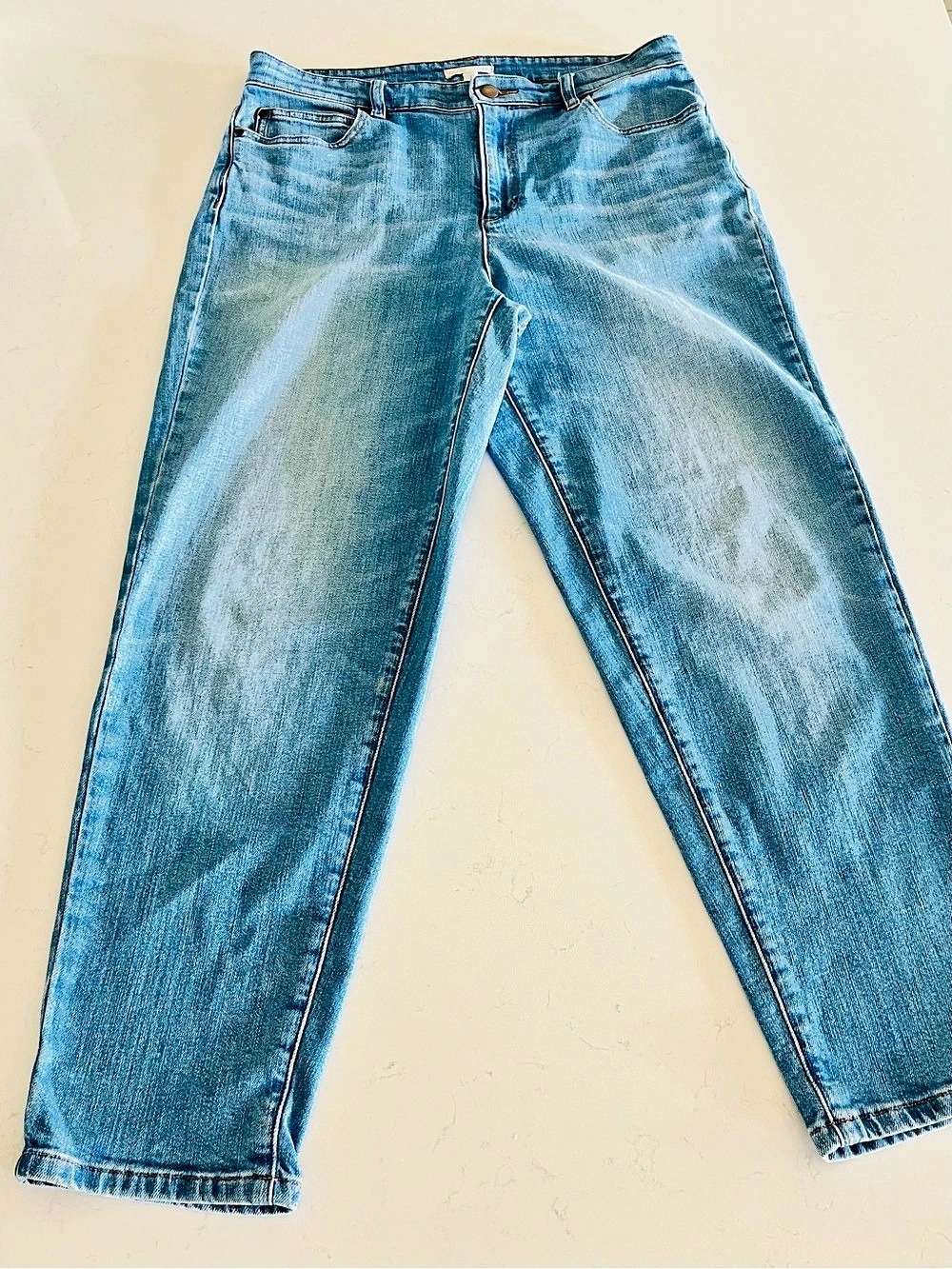Eileen Fisher Organic Cotton Stretch Straight Hi Rise Ankle Jean size 8